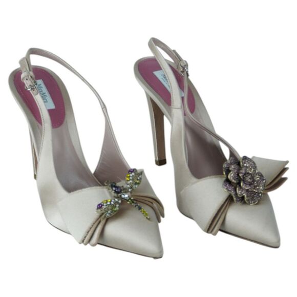 Max Mara Bussola Satin Slingback Pumps